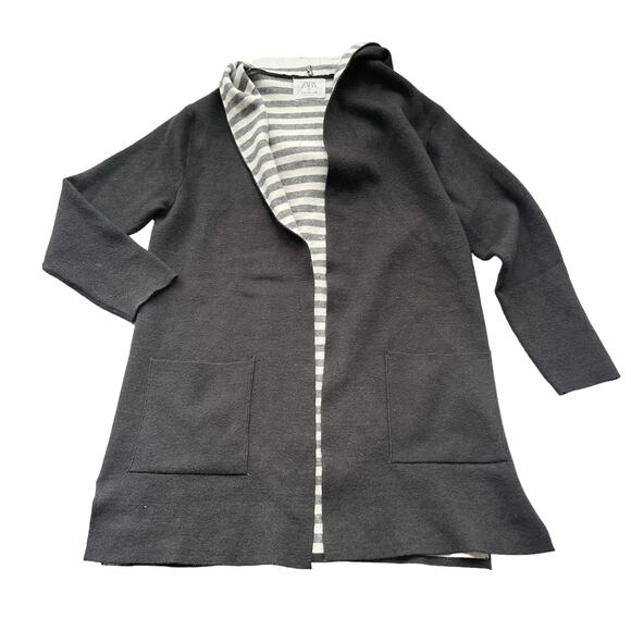Zara Hooded Open Front Jacket - Size 11-12 - Picture 1 of 6